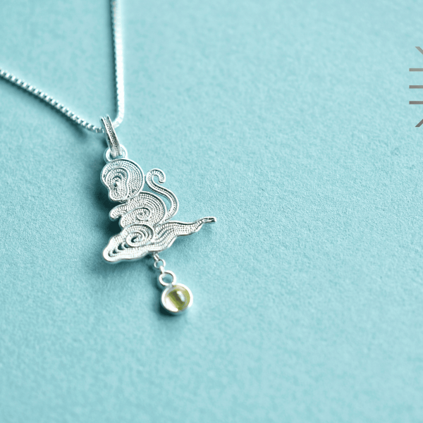 Pure Silver Pendant - Chinese Zodiac Monkey Wukong The Great Sage - Imagen 4