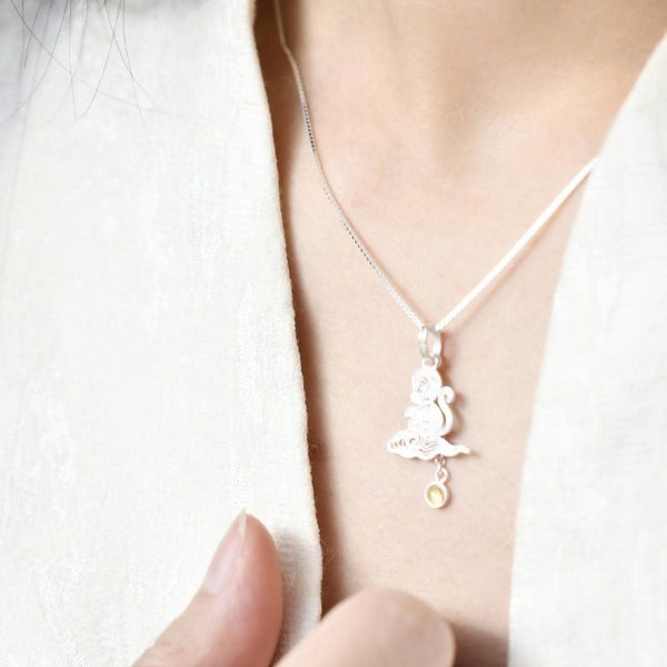 Pure Silver Pendant - Chinese Zodiac Monkey Wukong The Great Sage - Imagen 5