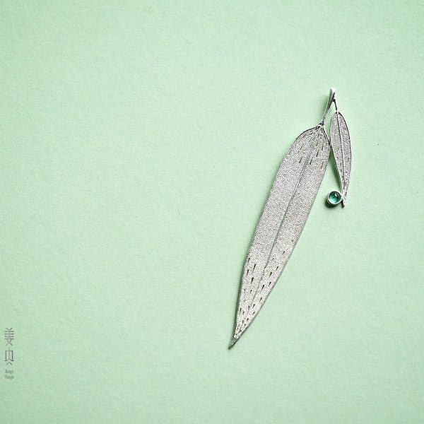 Pure Silver Brooches & Pins - Bamboo Leaves