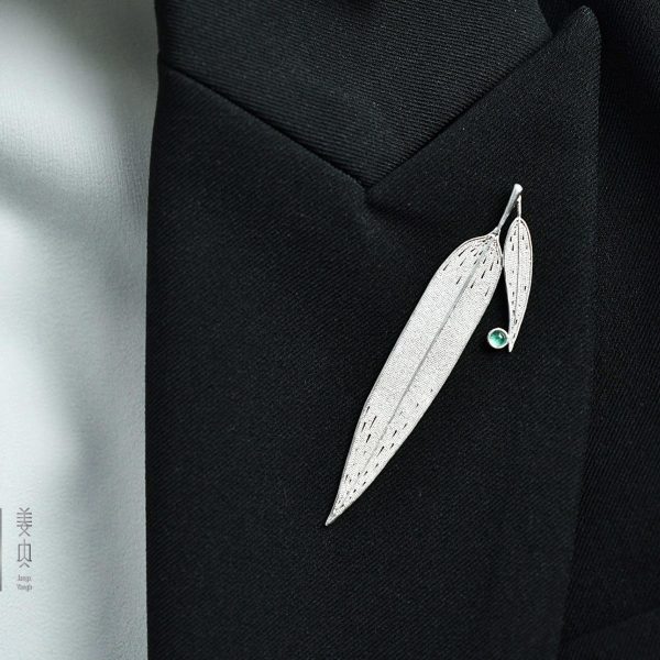 Pure Silver Brooches & Pins - Bamboo Leaves - Imagen 5