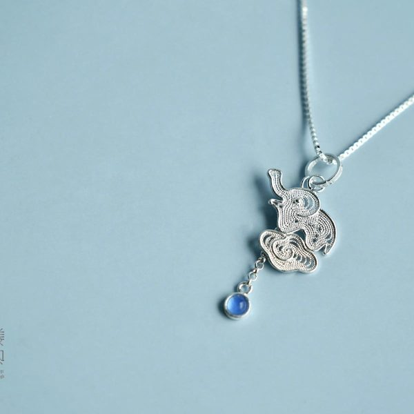 Fine Silver Pendant Necklace - Auspicious Elephant - Image 3