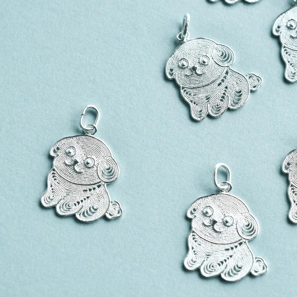 Pure Silver Pendant - Chinese Zodiac Dog - The Dog Little White - Imagen 3