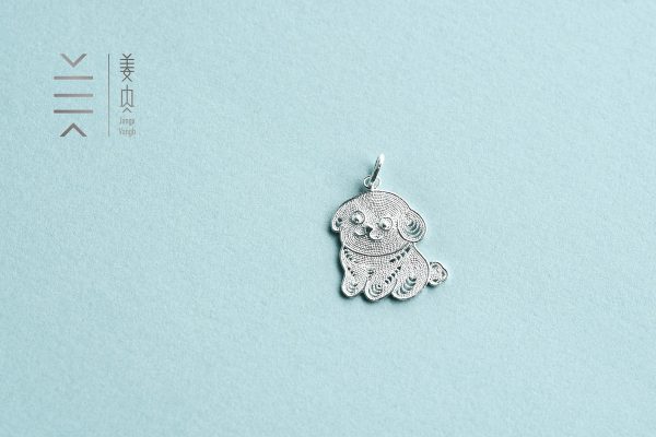 Pure Silver Pendant - Chinese Zodiac Dog - The Dog Little White - Imagen 5
