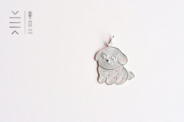 Pure Silver Pendant - Chinese Zodiac Dog - The Dog Little White - Imagen 6