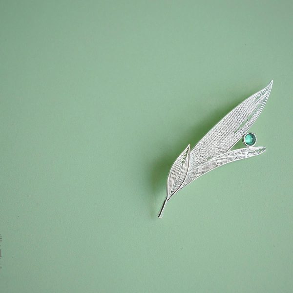 Pure Silver Brooches & Pins - Tea Leaves Purifying the Mind