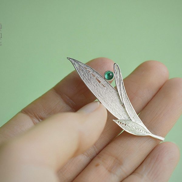 Pure Silver Brooches & Pins - Tea Leaves Purifying the Mind - Image 3