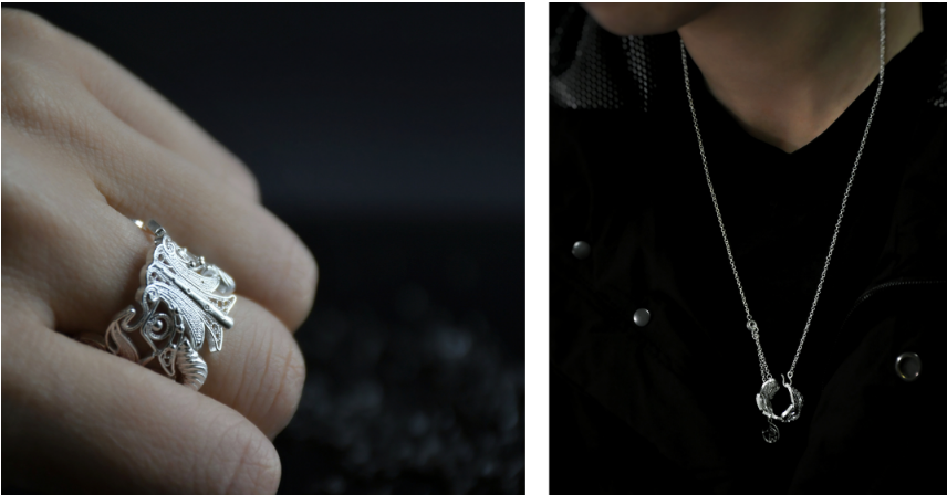 Taotie, designed after the legendary beast in the Classic of Mountains and Seas, can be both a ring and a pendant