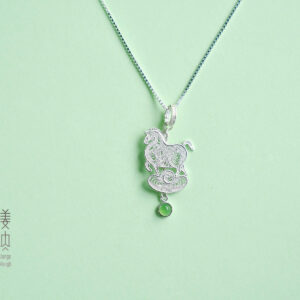 A Pure Silver Pendant - A Steed Galloping on Auspicious Clouds
