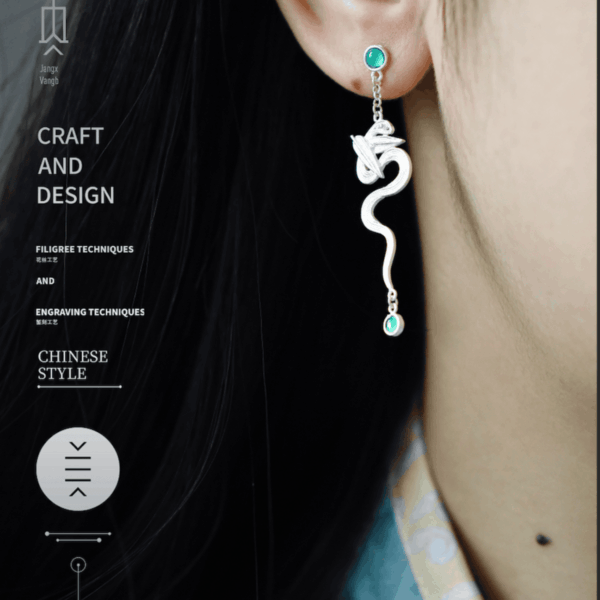 Pure Silver Earrings - Bamboo Leaf Green - Image 9