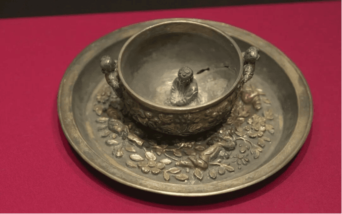 Intricately designed ancient silver bowl