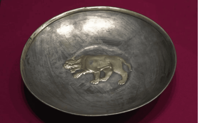 Decorative plate with a lion design