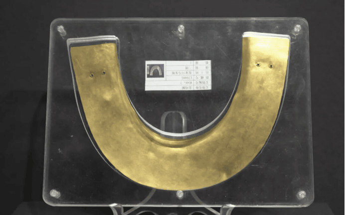 Ancient gold artifact on display