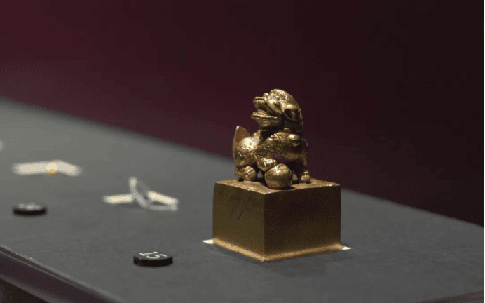 Golden statue of mythical creature