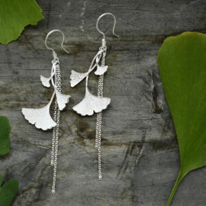Pure Silver Earrings - Ginkgo Leaves