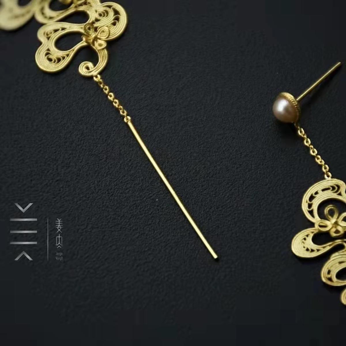 Gold-plated Silver Earrings - August Flower Goddess - Osmanthus - Imagen 3