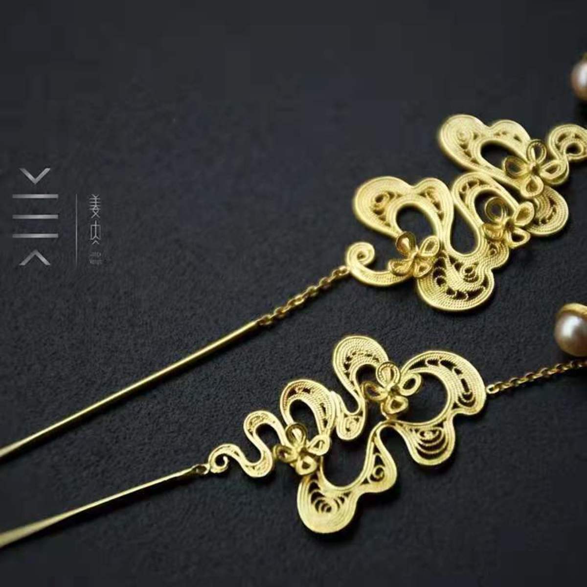 Gold-plated Silver Earrings - August Flower Goddess - Osmanthus - Imagen 4