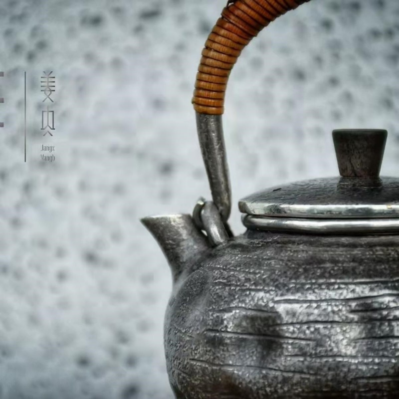 Pure Silver Teapot - Meteorite Craters - Image 6