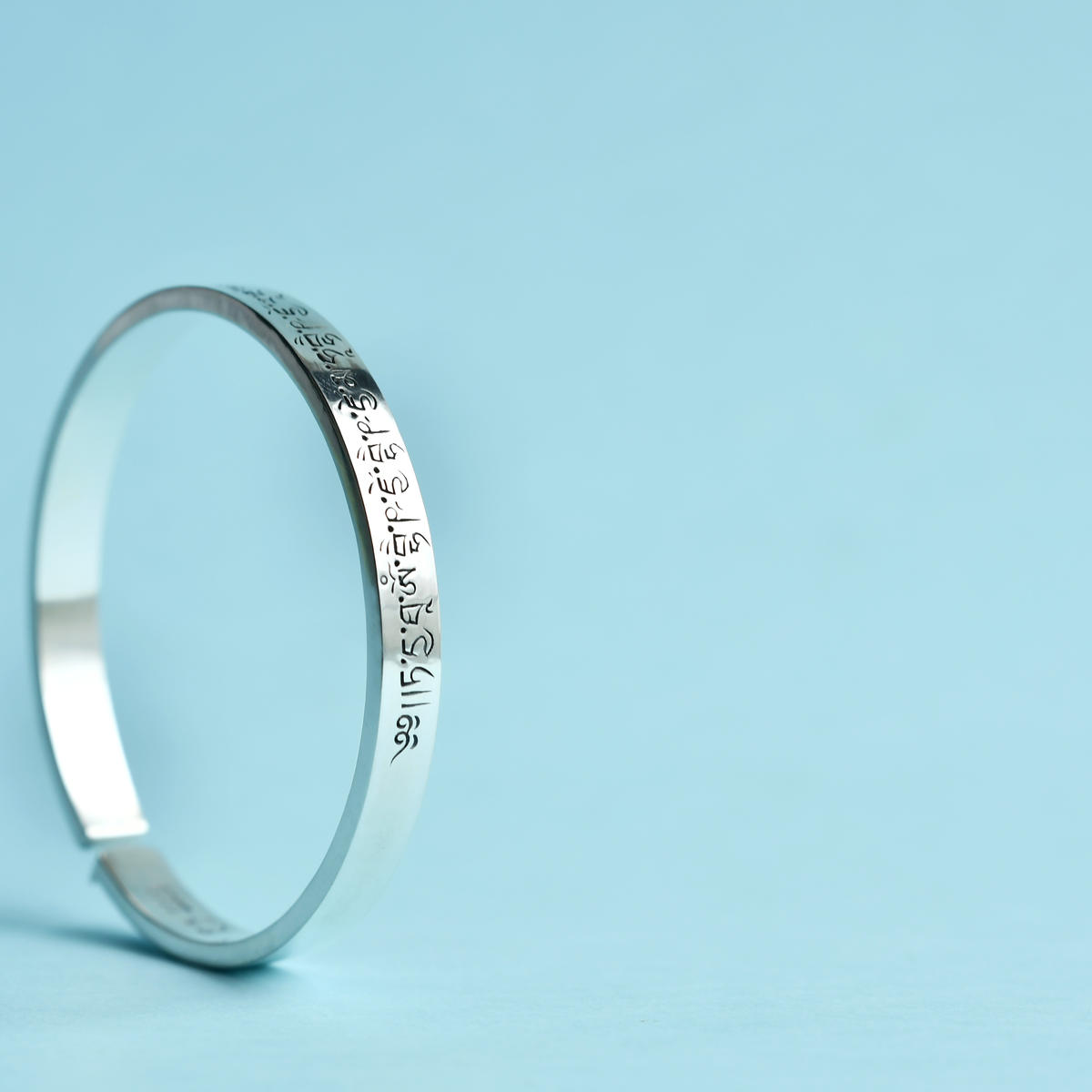 Pure Silver Bangles - Medicine Buddha Mantra - Image 2