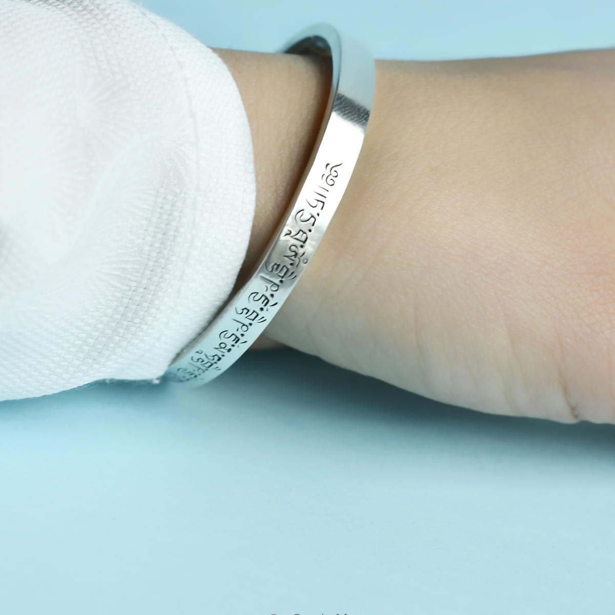 Pure Silver Bangles - Medicine Buddha Mantra - Image 6