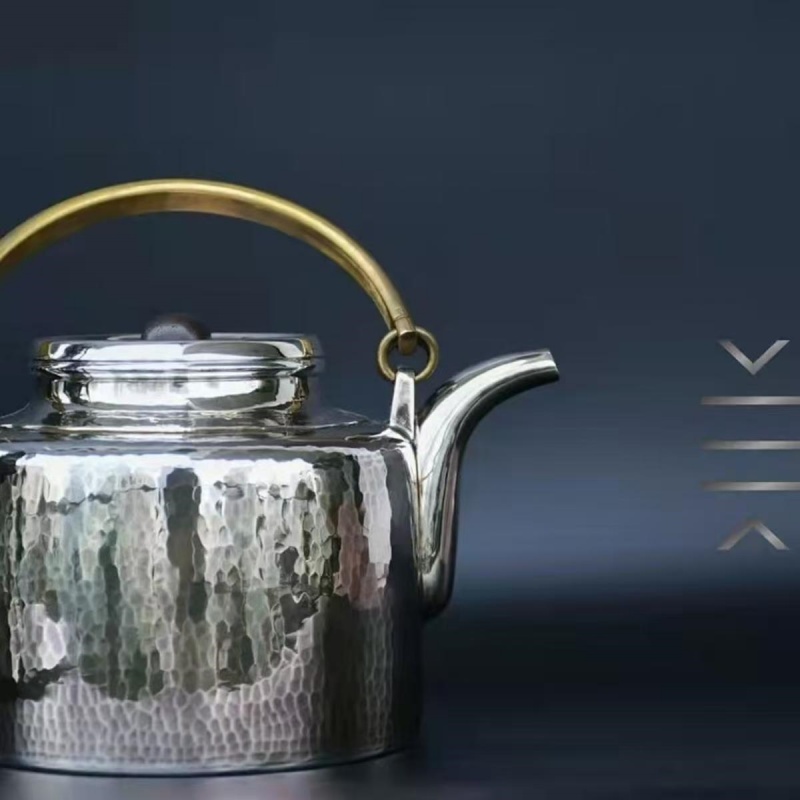 Swing Handle Pure Silver Teapot – Bubbling Spring 1